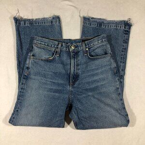 Rag & Bone Jeans Womens 29 Cropped Wide Leg Jeans Raw Hem Medium Wash